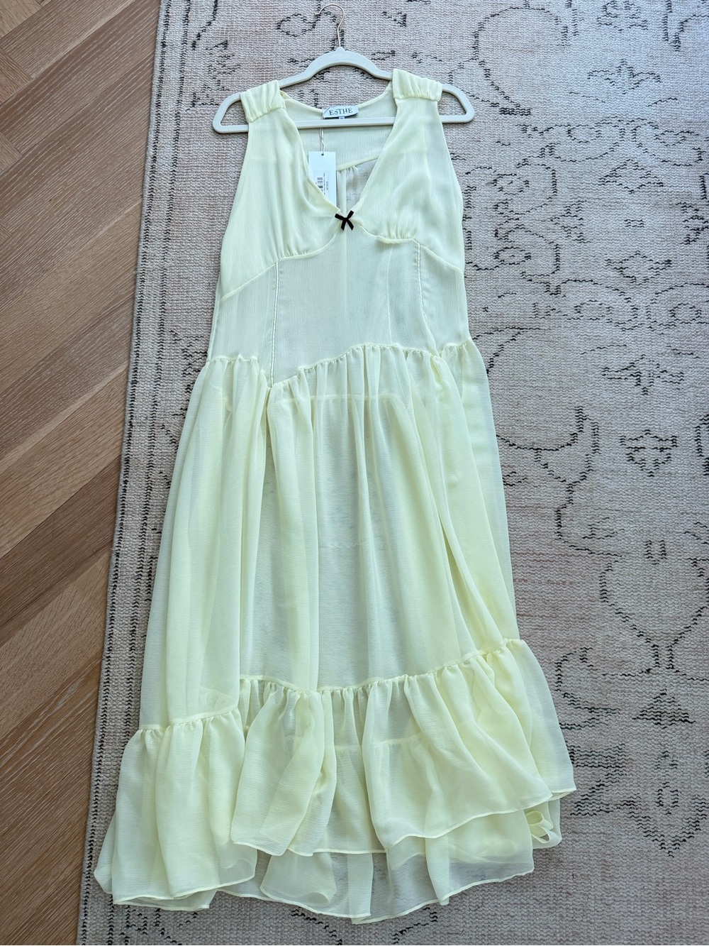 Light Yellow Midi Ruffle Dress by Astr